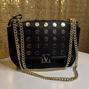 Victoria's Secret Black and Gold Studded Shoulder or crossbody bag